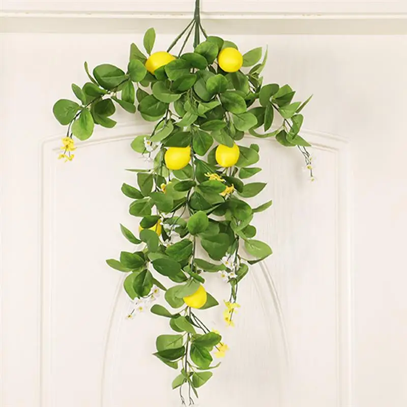 ArtificialLemonBranchYellowFakeLemonLeavesBranchwithGreenLeavesFakeLemonBouquet