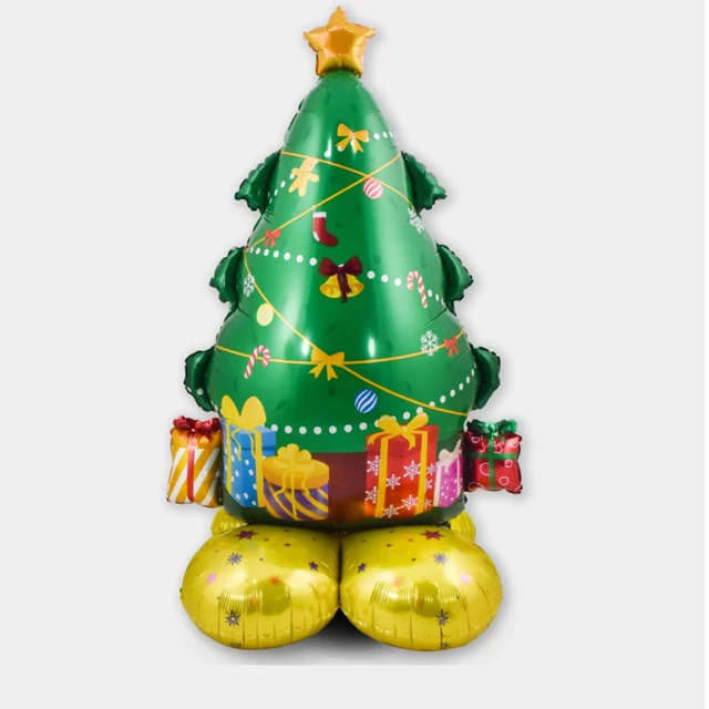 1pc Christmas Theme Tree Shaped Aluminum Foil Balloon, Holiday Party  Decoration, Large Size Can Stand, Merry Christmas