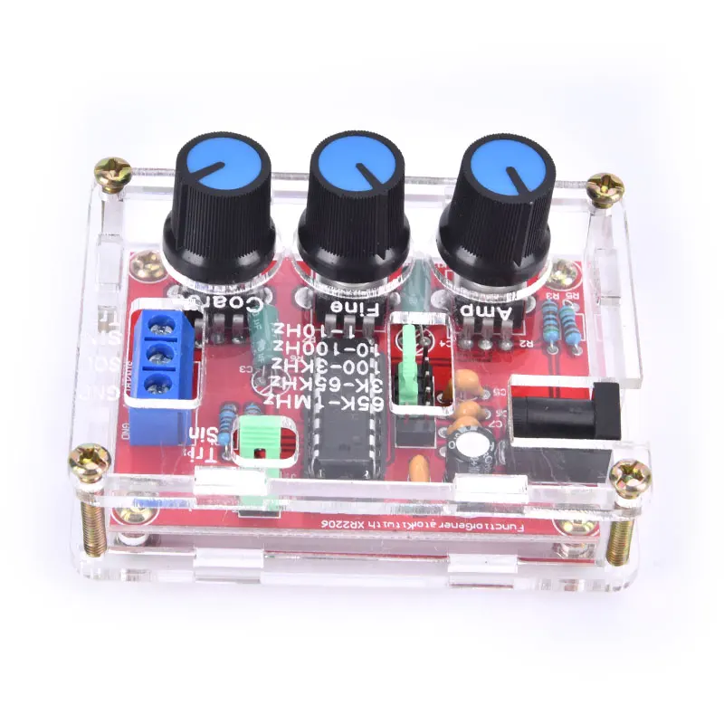 XR2206 Function Signal Generator Welded Assembled Sine Output 1HZ-1MHZ +DIY Case