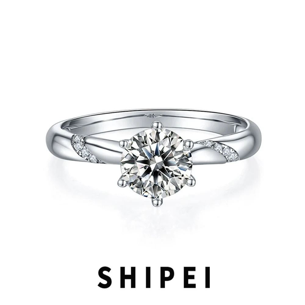 

SHIPEI 6.5MM D Moissanite Diamond Gemstone Eternity Ring Fine Jewelry For Women Engagement 925 Sterling Silver Anniversary Gift