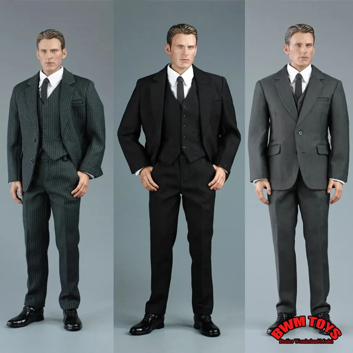 

VORTOYS V1015 1/6 Classic Male Suit Clothes Vest Tie Belt Leather Shoes Set for 12'' Strong Muscle Man Action Figure Body