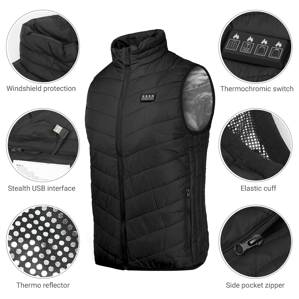 21 Areas Heated Vest Hunting Skiing Heated Jacket Men Cycling Frost Jacket USB Powered Winter Padded heated jacket