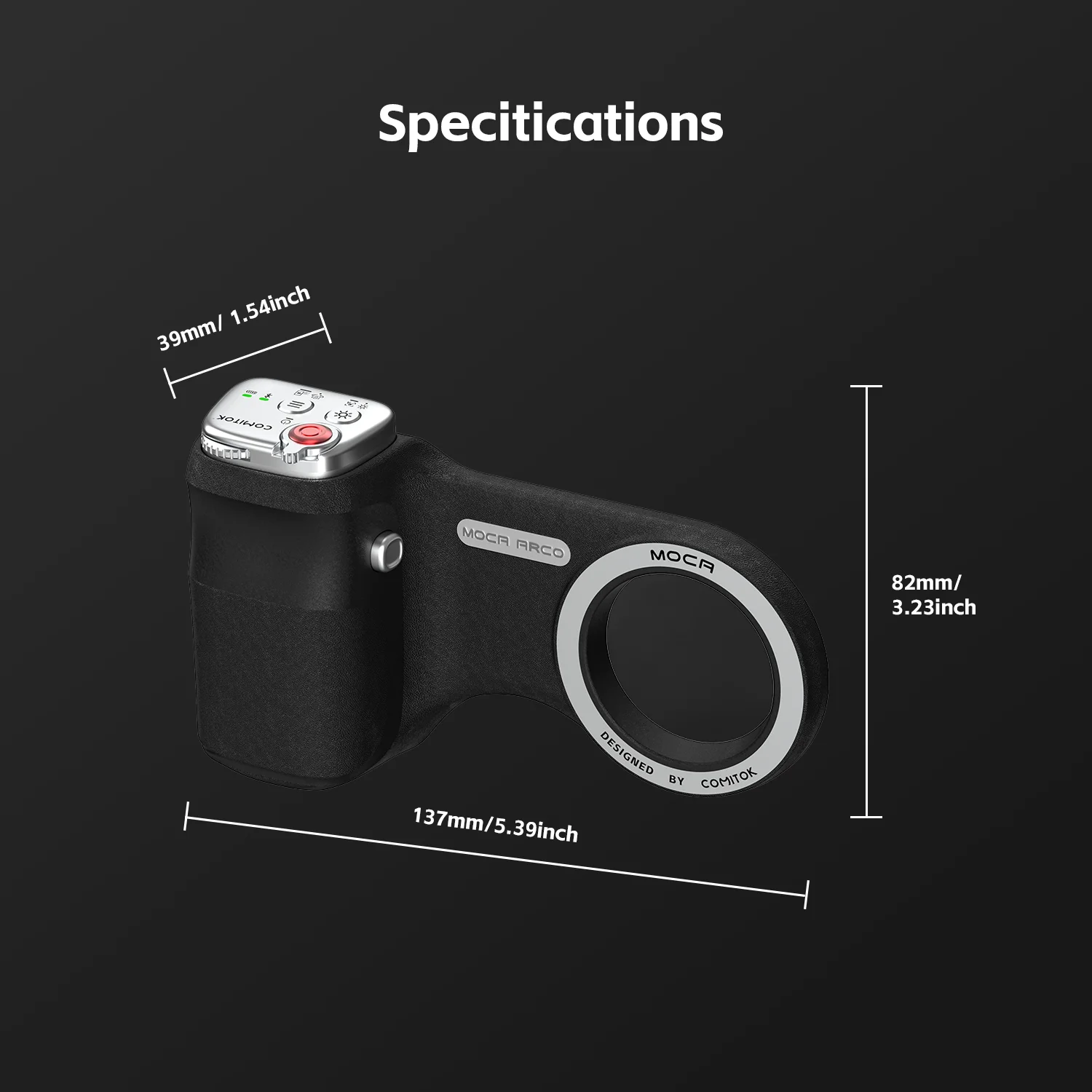COMITOK MOCA ARCO Magnetic Camera Grip Detachable Remote Handle For IPhone IOS17/18/26 Vlog Recording Selfie Holder_voghion.com