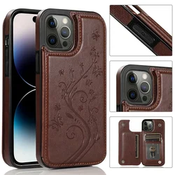 Elegant Butterfly Embossed Leather Wallet Case with Magnetic Closure for iPhone 11 (Brown)