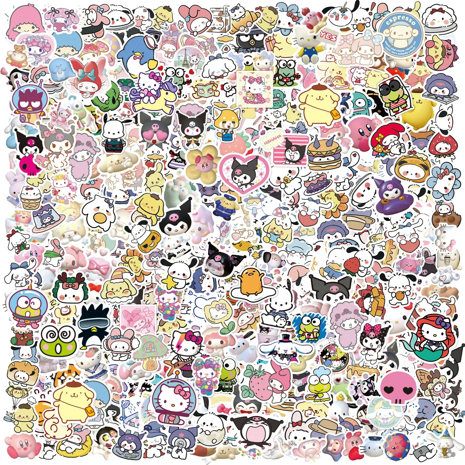 Kawaii Sanrio Kuromi Stickers Hello Kitty My Melody DIY Laptop Diary Cute Cartoon Waterproof Sticker Decals 100/300Pcs cartoon stickers,decorative stickers,paper stickers,kawaii stickers