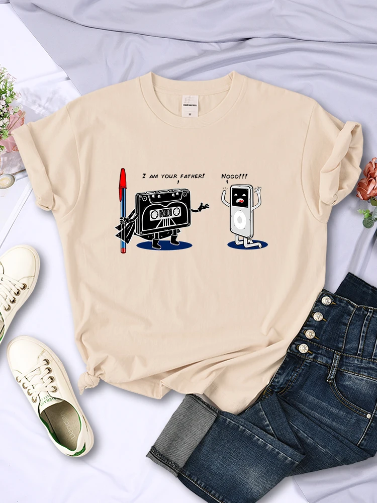 Funny Music Player Design T Shirt Woman Comfortable Creative Tee Fashion Street Style Tops Personality Summer T-Shirts