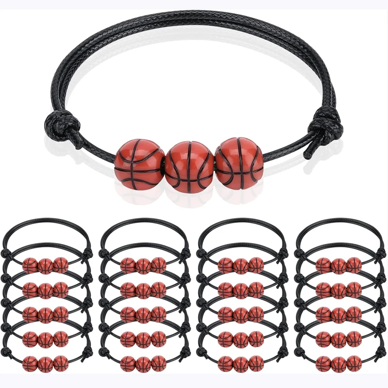 Set Di 20 Braccialetti Sportivi Con Perline In Argilla A Tema Basket, Con Biglietti Ispiratori, Regali Per Squadre E Feste