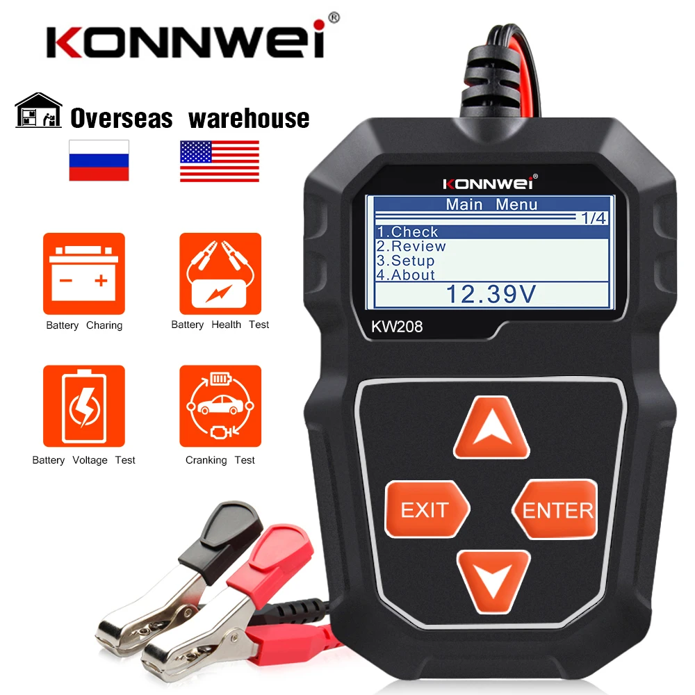 Konnwei Kw208 12V 100 A 2000Cca Cranking Ricarica Circut Tester Analizzatore Di Batterie Tester Di Batterie Per Autoveicoli Tester Di Batterie Per Aut