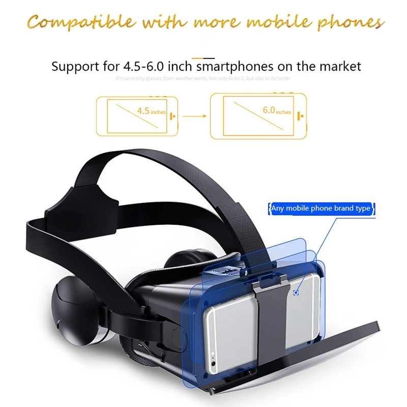 3D VR Headset Smart Virtual Reality Glasses Helmet For For 4.7-6.7' Smartphones Lenses With Controllers Headphones Binoculars