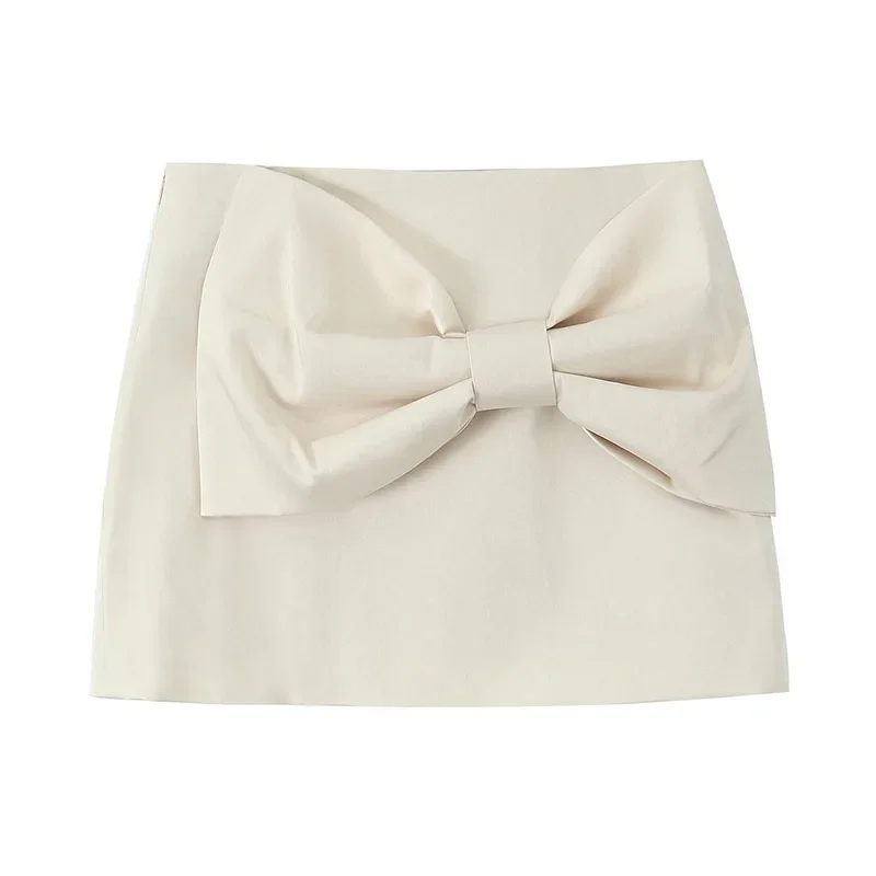 White Bow Bodysuit Mini Skirt Suit Women Slim O-neck Sleeveless Jumpsuits A-line Mini Skirts 2025 Summer New in Matching Outfit