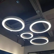 

Customized round Ring Chandelier Industrial Style Circle Lamp Led Modern Minimalist Hotel Lobby Engineering Ring Lamp