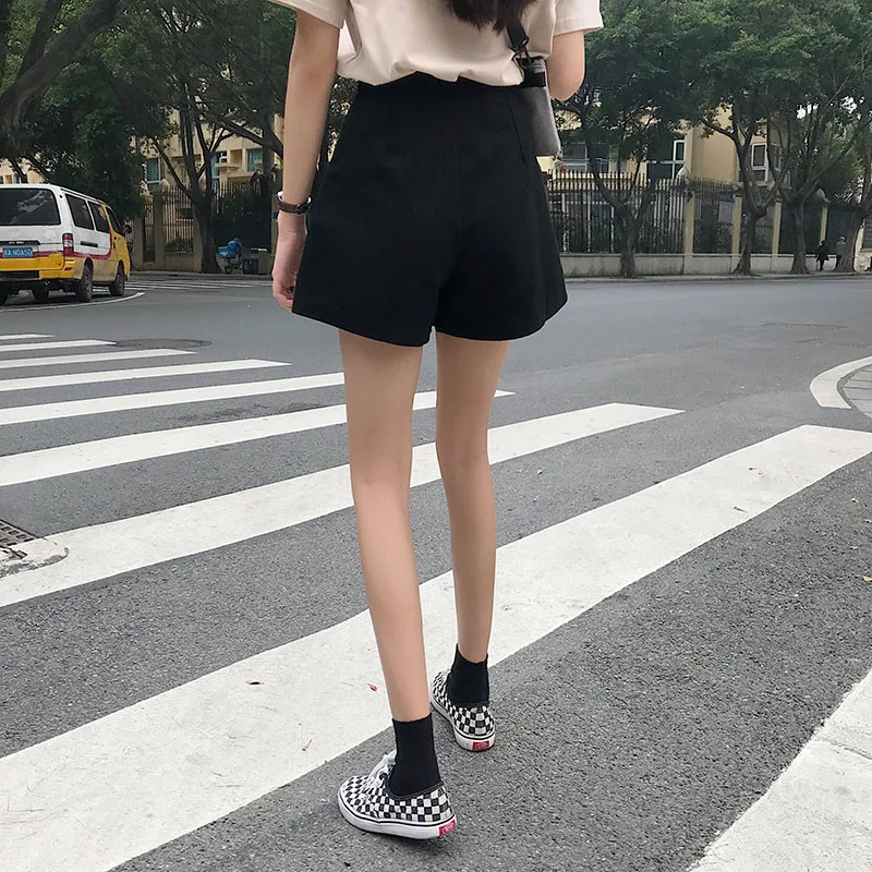 ladies clothes Summer Shorts Women High Waist Slim Wide Leg Pants Khaki Black 2021 New Female Students Harajuku Ladies Casual Suit Shorts skorts