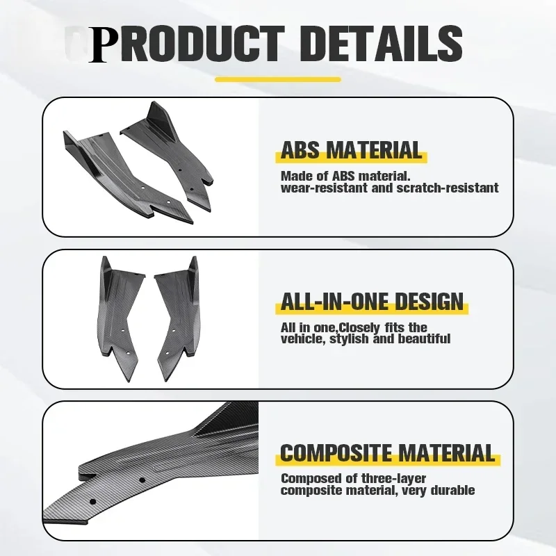 For Audi A3 8P 8V Q5 Q7 A4 B5 B8 B6 B7 A5 A6 C5 C6 car rear bumper lip modification accessories Carbon fiber side skirt spoiler