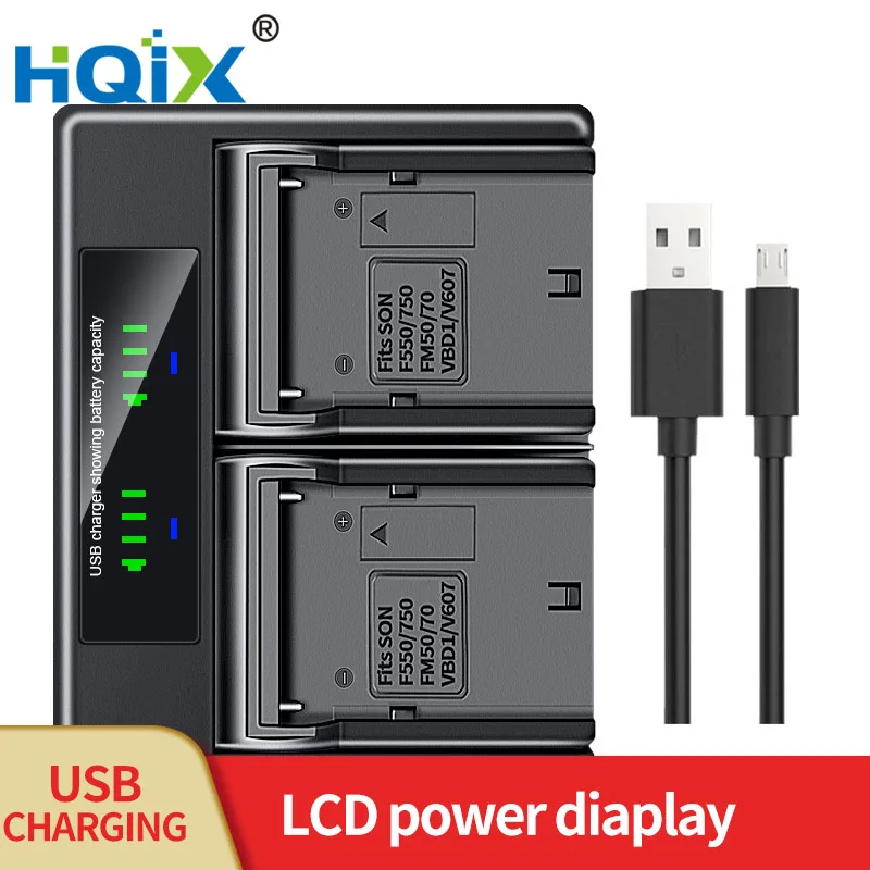 Hqix Per Sony Dcr-Trv320 Trv310 Trv315 Trv5 Trv510 Trv520 Trv525 Vx2000 Vx2100 Vx700 Fotocamera Np-F550 F570 Doppio Caricatore Batteria