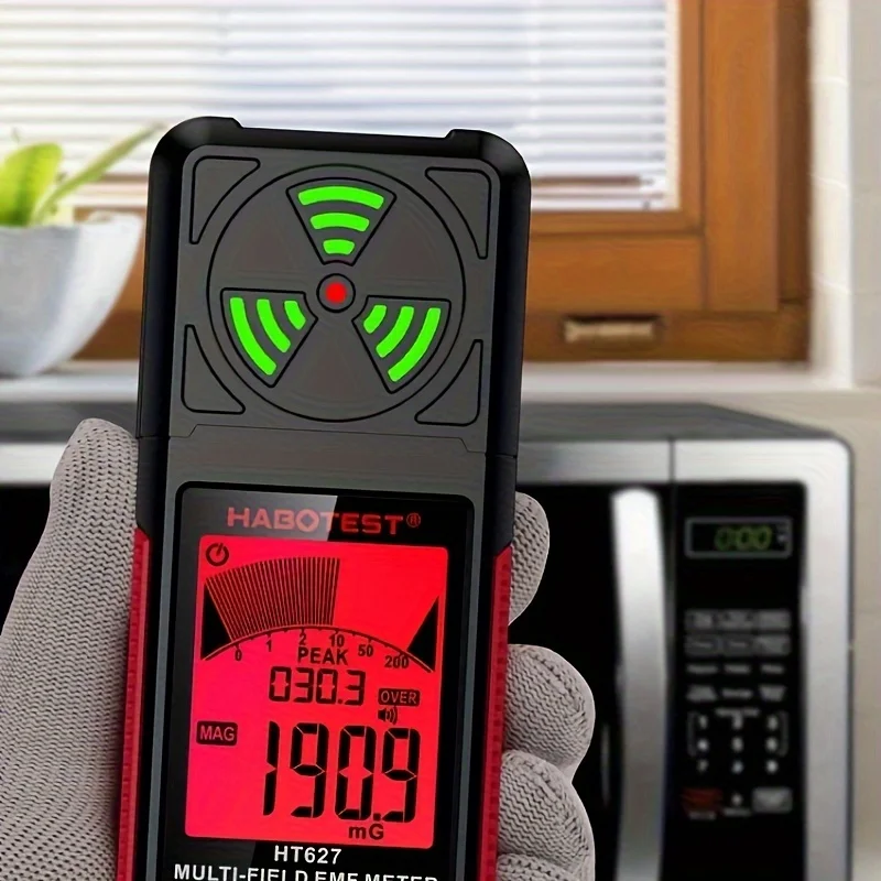 HABOTEST HT627 EMF Meter Professional Electromagnetic Field Radiation Detector Handheld Portable Radio Frequency Warn Meter