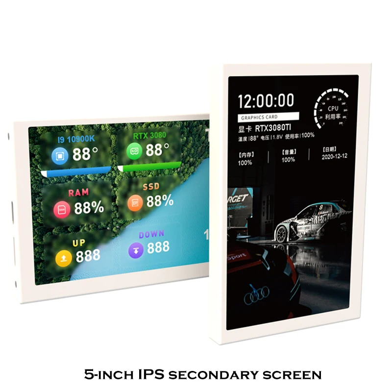 Turning-Smart 5-inch IPS Type-C Screen, Black/White Computer Monitor ...