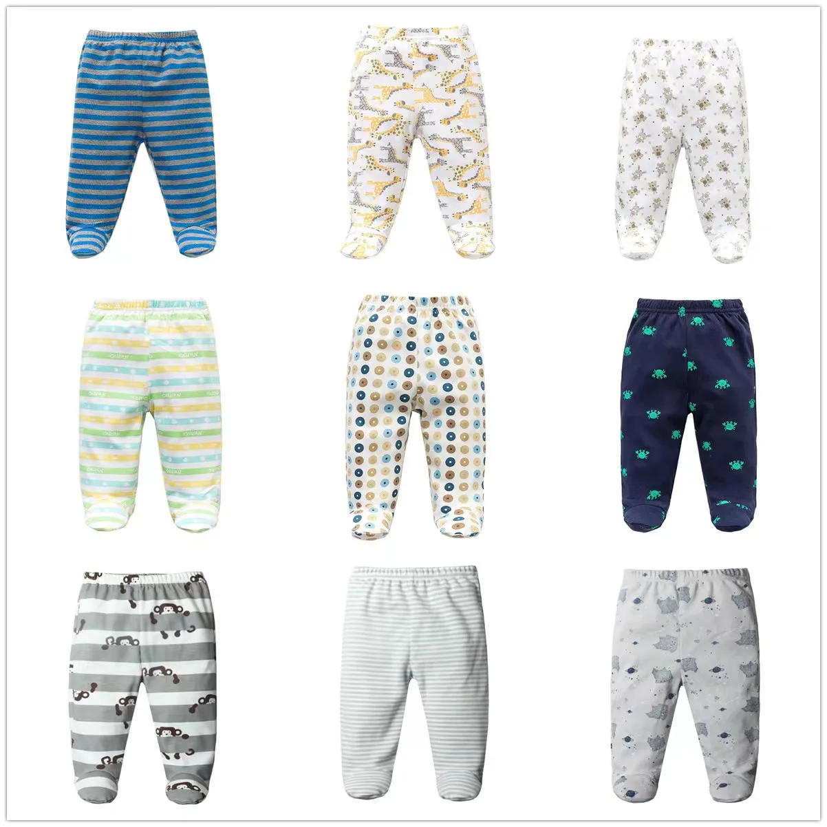 3PCS/Lot Cotton Newborn Baby Boy Girl Pants Cartoon Wrap Foot Long Trousers Spring Autumn Toddler Leggings For Girls Boys 0-12M 3