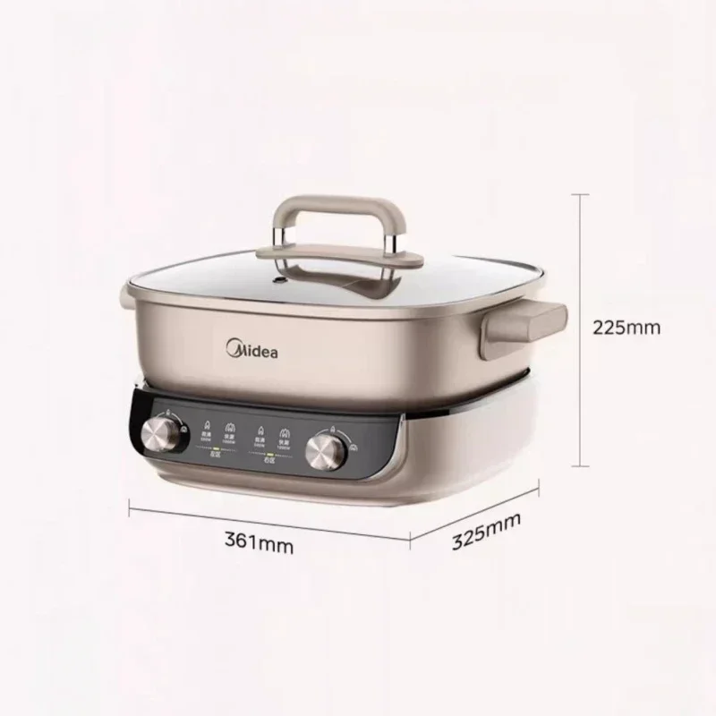 Midea 220V Double Flavour Electric Hot Pot 6.5L Multi Pot 2000WHousehold Electric Hot Pot Non-stick Split Electric Cooker 6