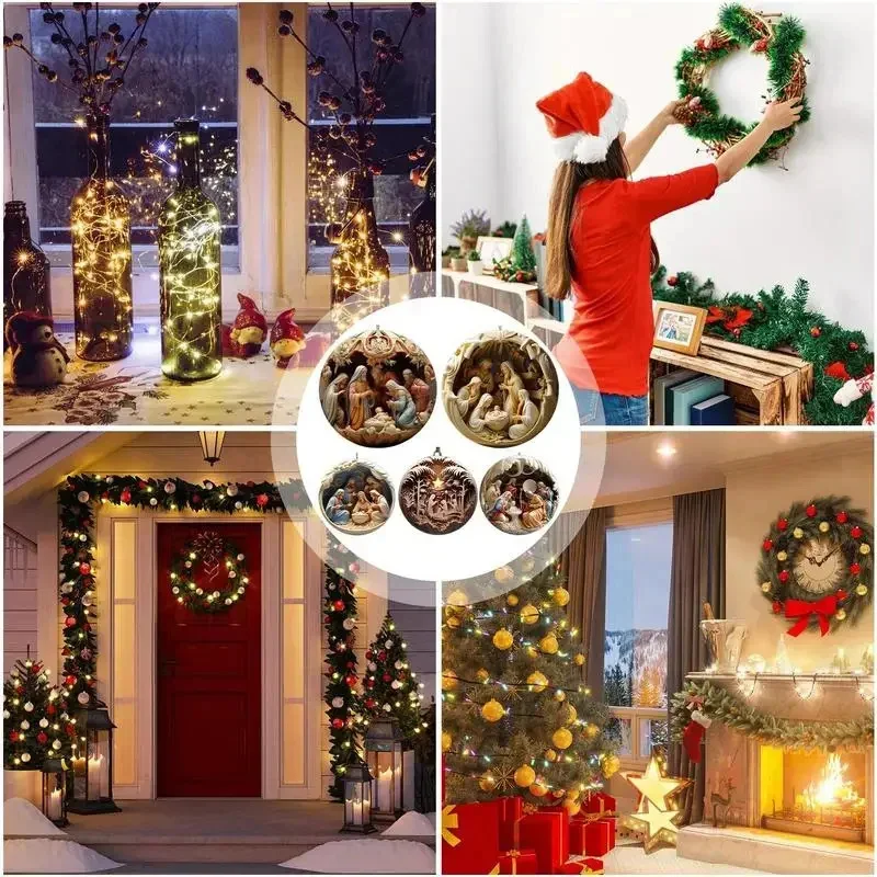 Christmas Souvenirs Religious Decorations Creative Jesus Family Scenes Christmas Tree Decorations Hanging Ornaments