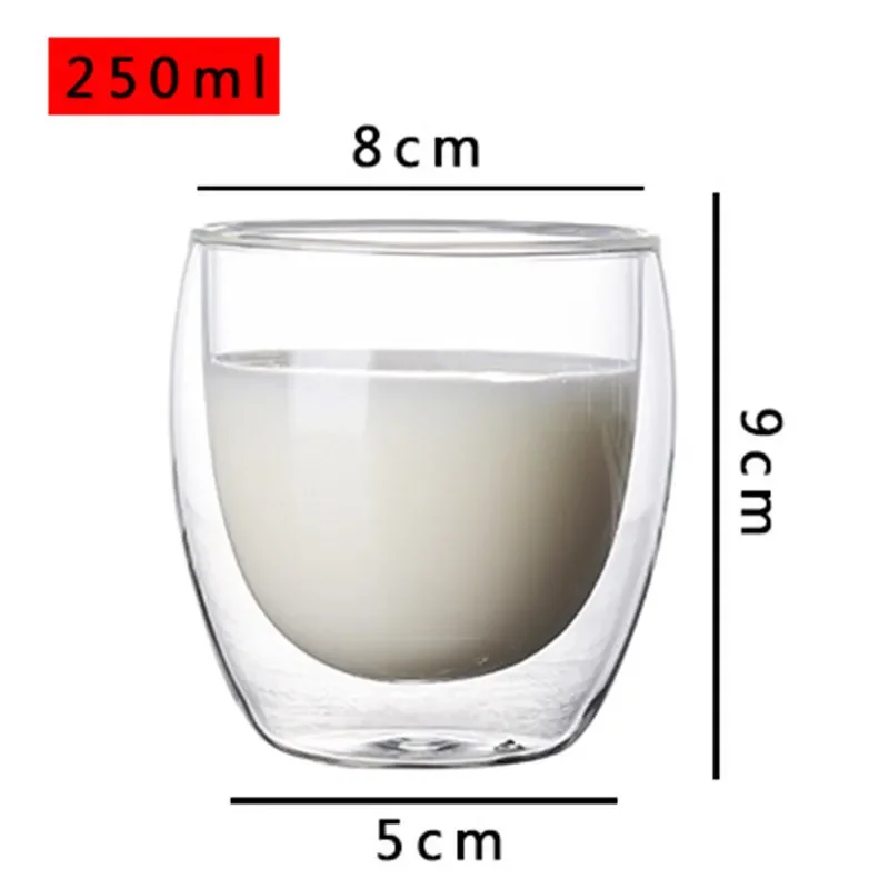 thumbnail image 1 of Taza de vidrio de doble pared resistente al calor, taza de vidrio de borosilicato alto, tazas de cerveza, jugo, café, agua, taza transparente, artículos para beber, regalo, 1 of 5