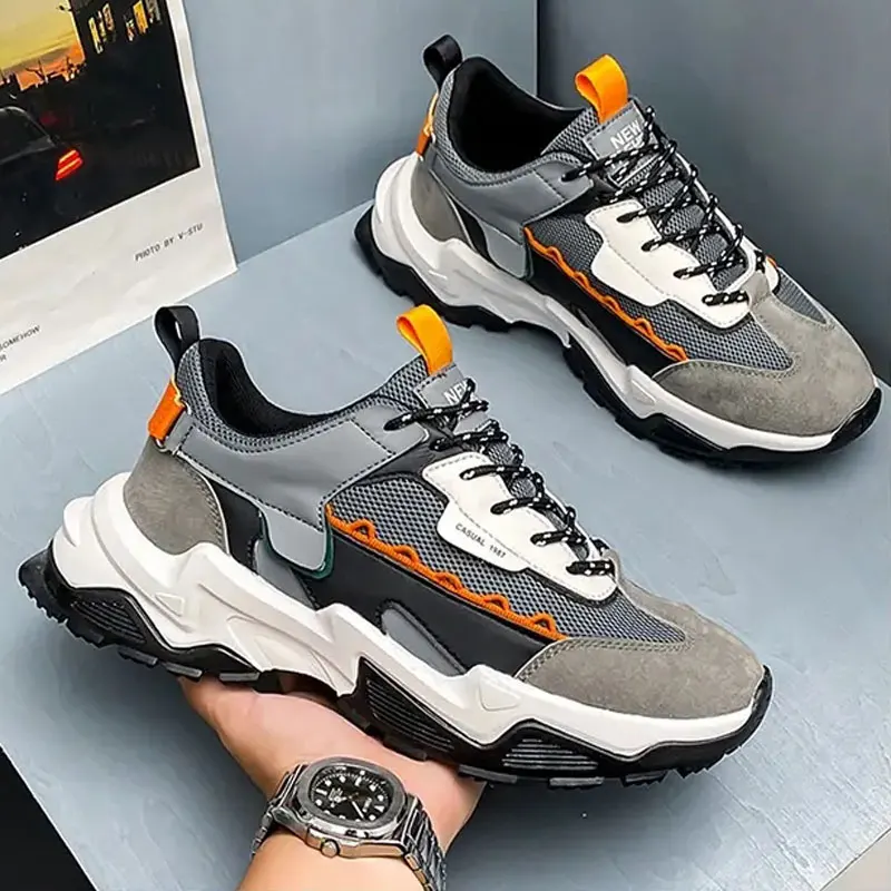 

Four Seasons Men's Shoes Mesh Breathable Casual Sports Shoes Trend Comfortable Non-slip Daddy Shoes Outdoor Sports Running Shoes