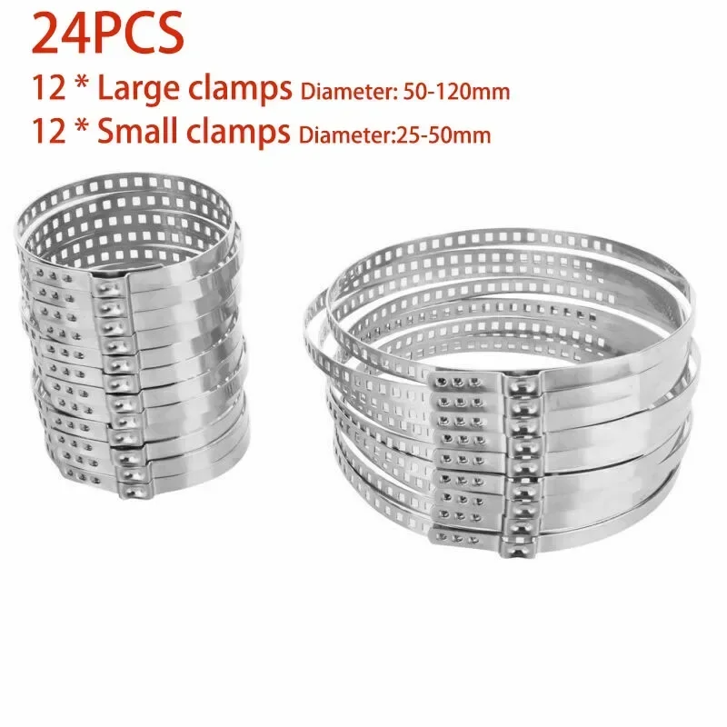 Axle CV Joint Boot Crimp Clamp Kit Driveshaft CV Boot Clamp Stainless Steel Adjustable 12/24Pcs,stainless steel clamp clips,cv boot clamp