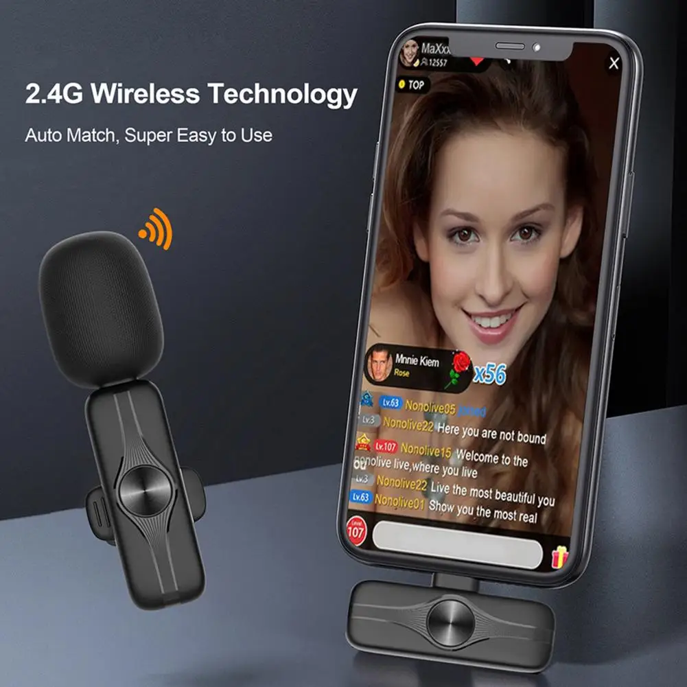 

Recording Microphone High-quality Wireless Lavalier Microphone Kit Low Latency Intelligent Noise Reduction 2.4g Audio for Lapel