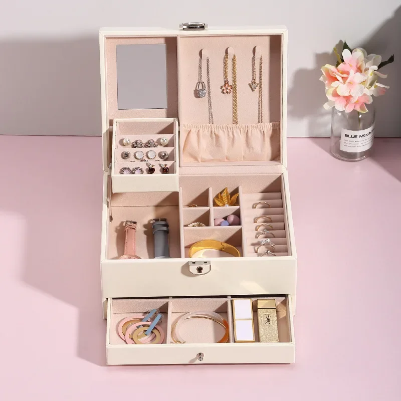 New Leather Jewelry Box, Jewelry Storage Box, Simple Multi-layer Large-capacity Jewelry Storage Box