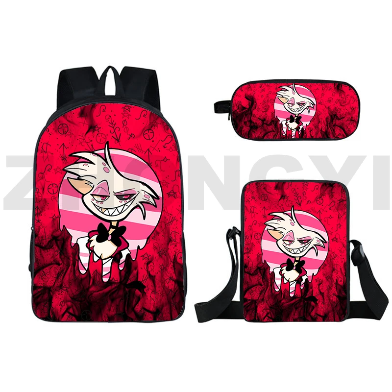 

Funny Hazbin Anime 3D Backpacks Lady Travel Leisure Bag 3 Pcs/Set Hotel Schoolbags for Girls High Quality Oxford Mens Mochila