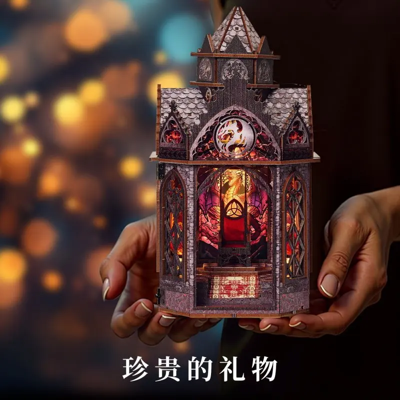 지워 DIY 북눅 핸드메이드 드래곤 루스트 타워 미니어처 하우스 3D 퍼즐 마이크로 스케일 장면 모델 장식품 성인용 선물