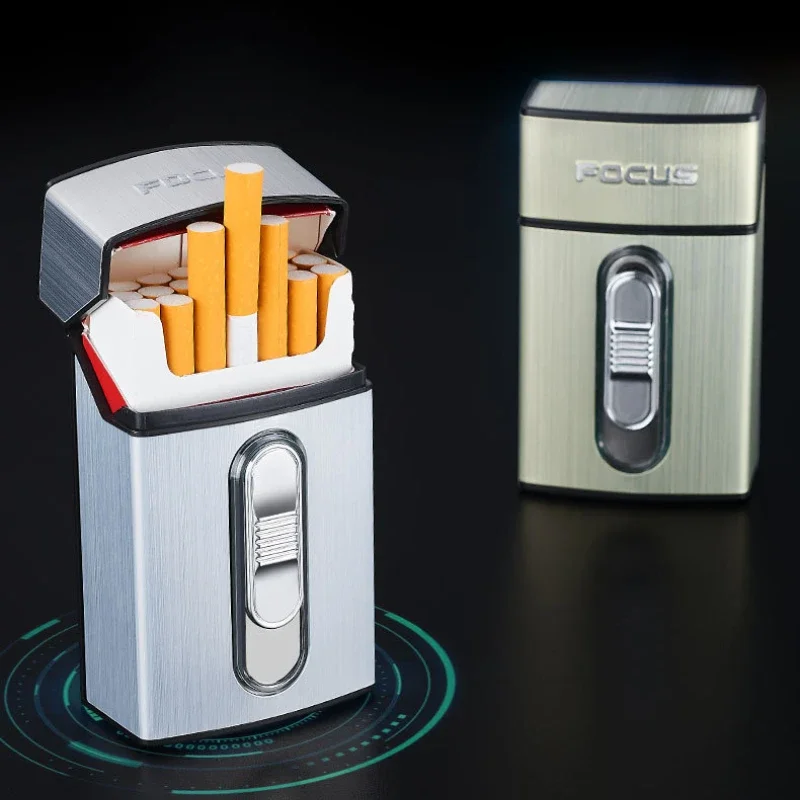 Type-C Rechargeable Upgraded Version Cross Double Arc Pulse Cigarette Lighter Cigarette Box Cool LED Lights 20 Pieces Cigarette