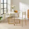 Round Dining Room Table with Wood Grain Tabletop and Steel Frame, for Kitchen, Living Room, Office, Conference, 2 to 4 Person 5