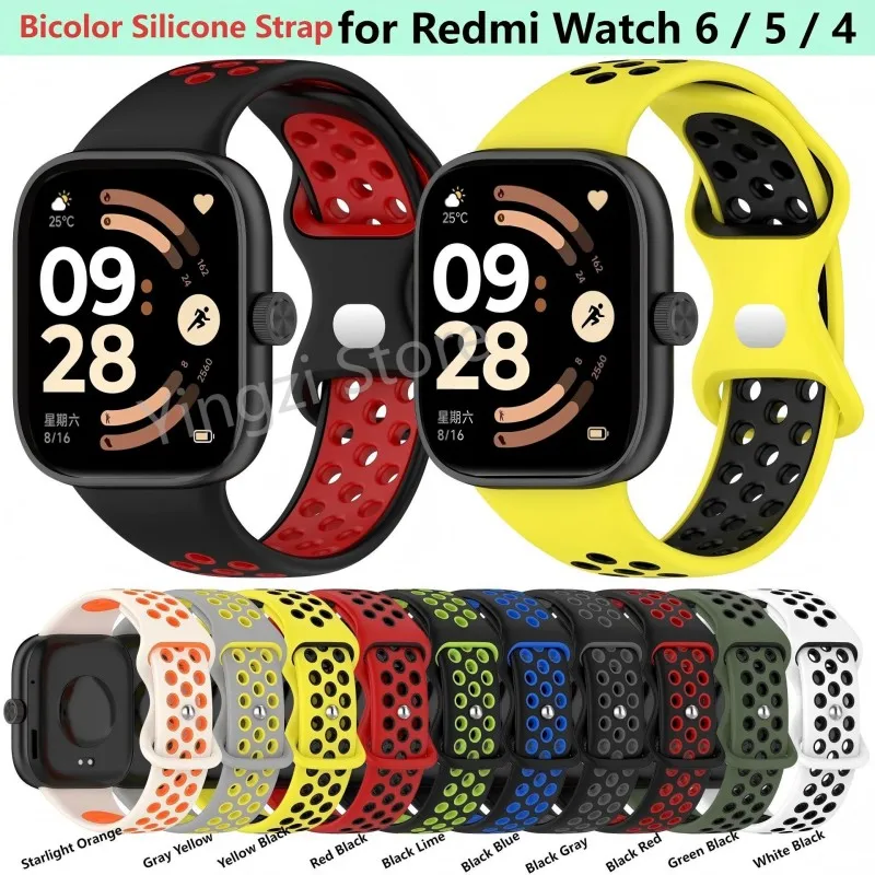 Bicolor Silicone Breathable Sport Smart Watch Strap Bracelet