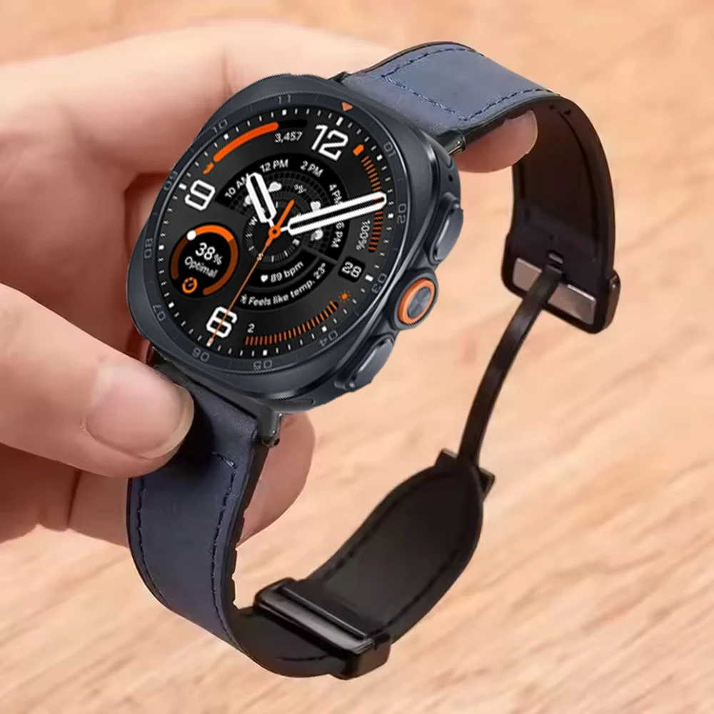 Premium Leather and Silicone Watch Strap - Elegant Wristband Bracelet