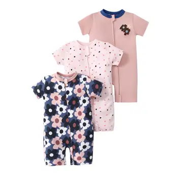 Newborn Baby Clothes Sets Summer Short Sleeve Toddler Girls And Boys Romper 100% Cotton Pajamas Infant Jumpsuit Overalls 3 PCS/L