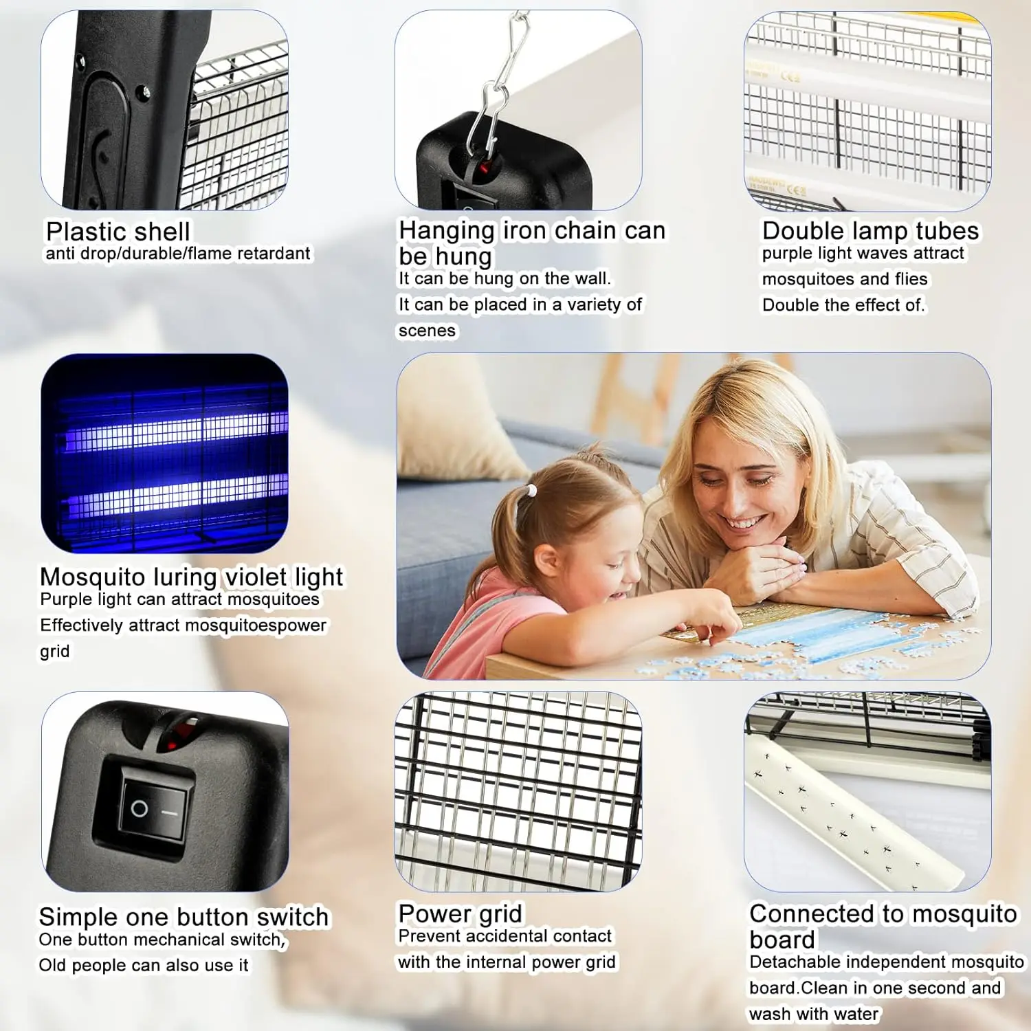 LED 야외 실내 가정용 비방사선 무소음 모기 제거기, 플러그인 모기 램프, 신제품