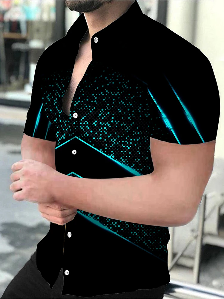 Camisa de lujo con estampado Hawaiano para hombre, blusas ajustadas informales de manga corta con un solo botón, ropa de diseñador, | - AliExpress