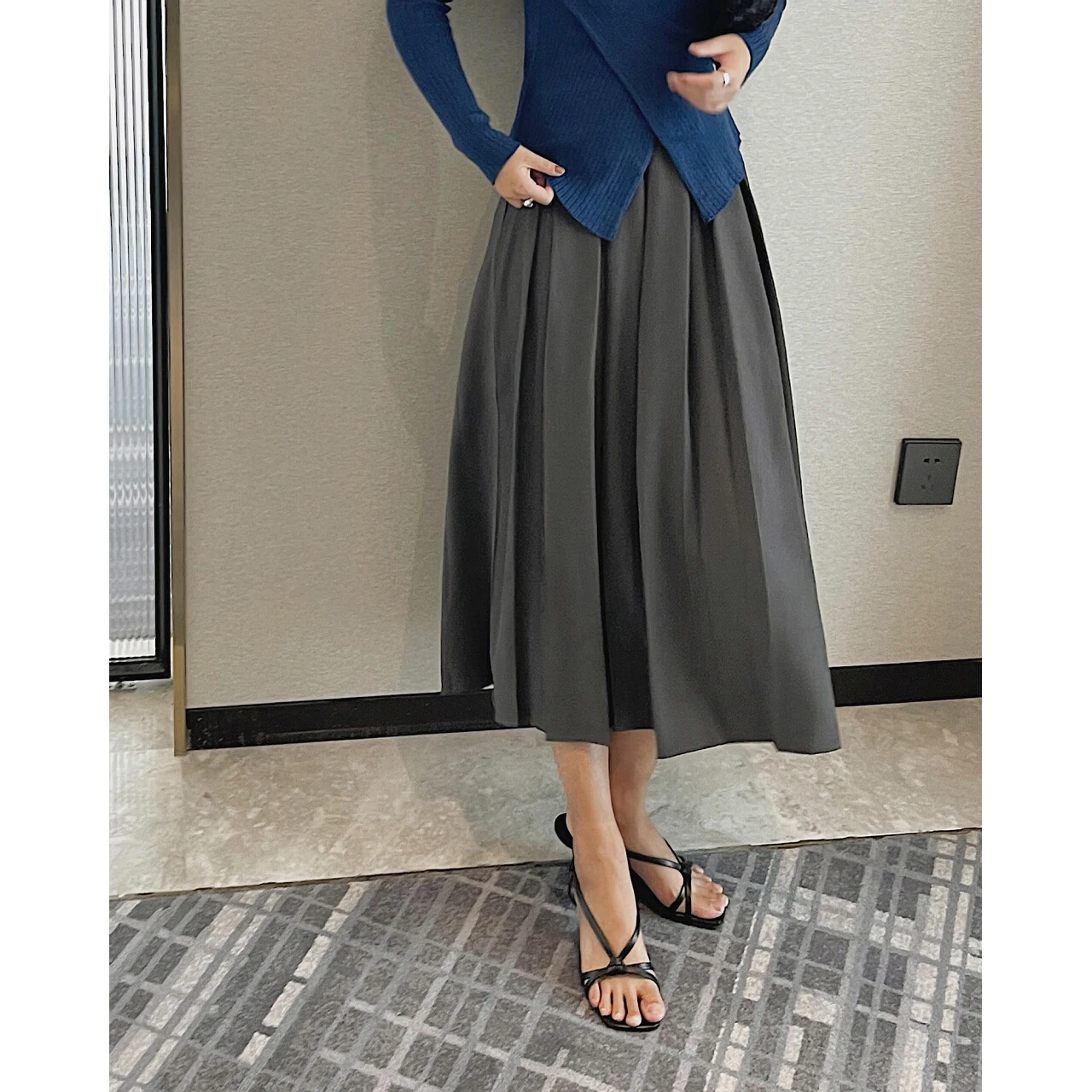 2022 Woman A-Line High Waist Pleated Maxi Midi Long Skirts Y2k Clothes Suits Oem Korean Fashion Gothic Elegant Vintage Autumn gothic streetwear star patchwork high waist jeans y2k fashion hip hop unisex straight jeans korean style autumn punk clothes