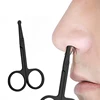 1PC Silver Mirror Light Black Round Head Safety Nose Hair Scissors Professional  Mini Portable Neutral Stainless Steel Scissors 1