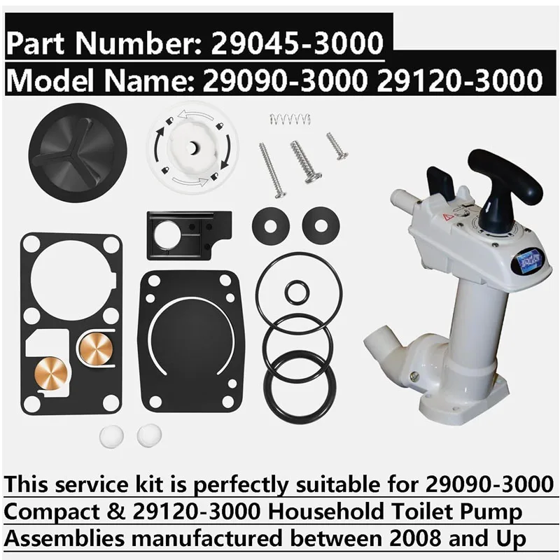 YMT Replace For 29045-3000 Marine Manual Toilet Service Kit Fit For Jabsco 29090-3 & 29120-3 Series Toilet 2008-2023 - View #2