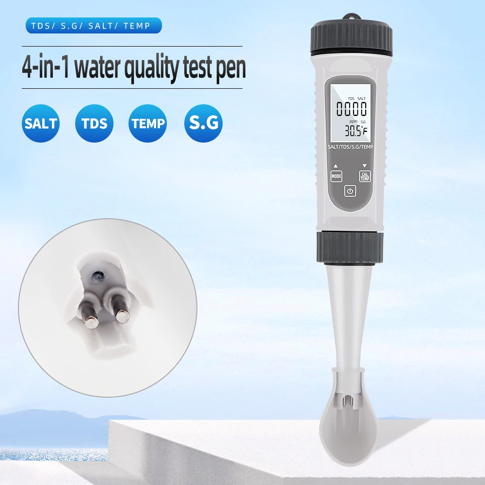 New 4 In 1 Tds Meter Water Salt Concentration Salt/tds/ec/temp Meter