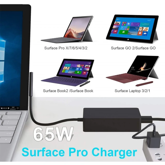 Surface Pro Charger 65W For Microsoft Surface Pro 9 Pro 8 Pro X Pro 7 Pro 6  Pro 5 Pro 4 Pro 3 Surface Laptop 1 2 3 Surface Go 2 - AliExpress
