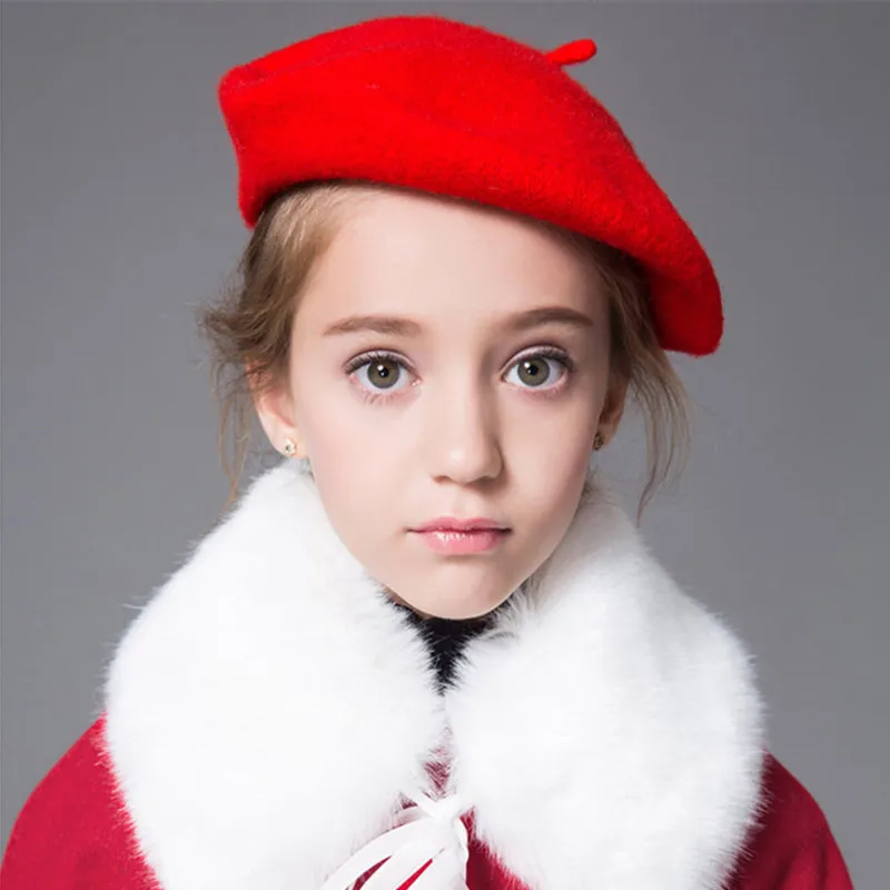 Women Girl Beret French Artist Warm Wool Winter Beanie Hat Cap Vintage Plain Beret Hats Solid Color Elegant Lady Winter Caps