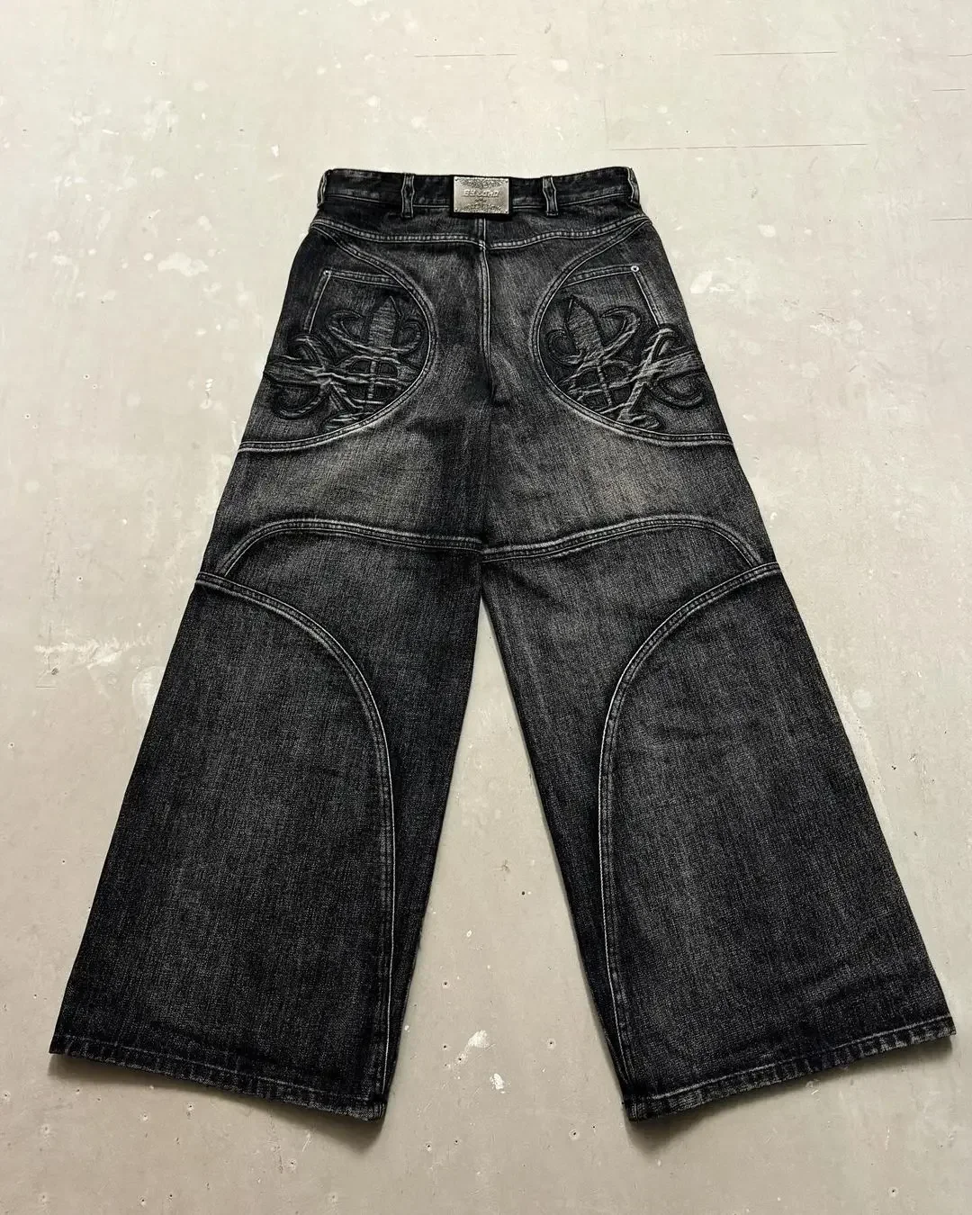 Streetwear Washed Retro Baggy Jeans Men's Goth Hip-hop Personality Harajuku Trendy Black Straight Pant Y2K Wide Leg Pants Unisex Washed Jeans