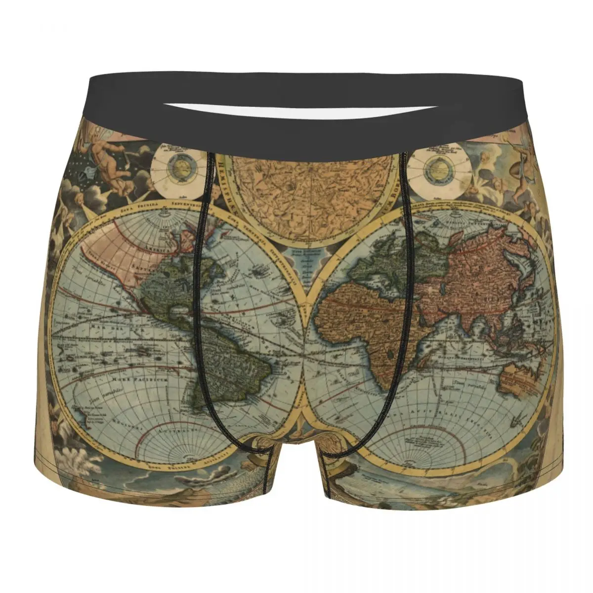 

Мужские боксеры, дышащее нижнее белье с изображением старой карты мира, новинка, бриджи
