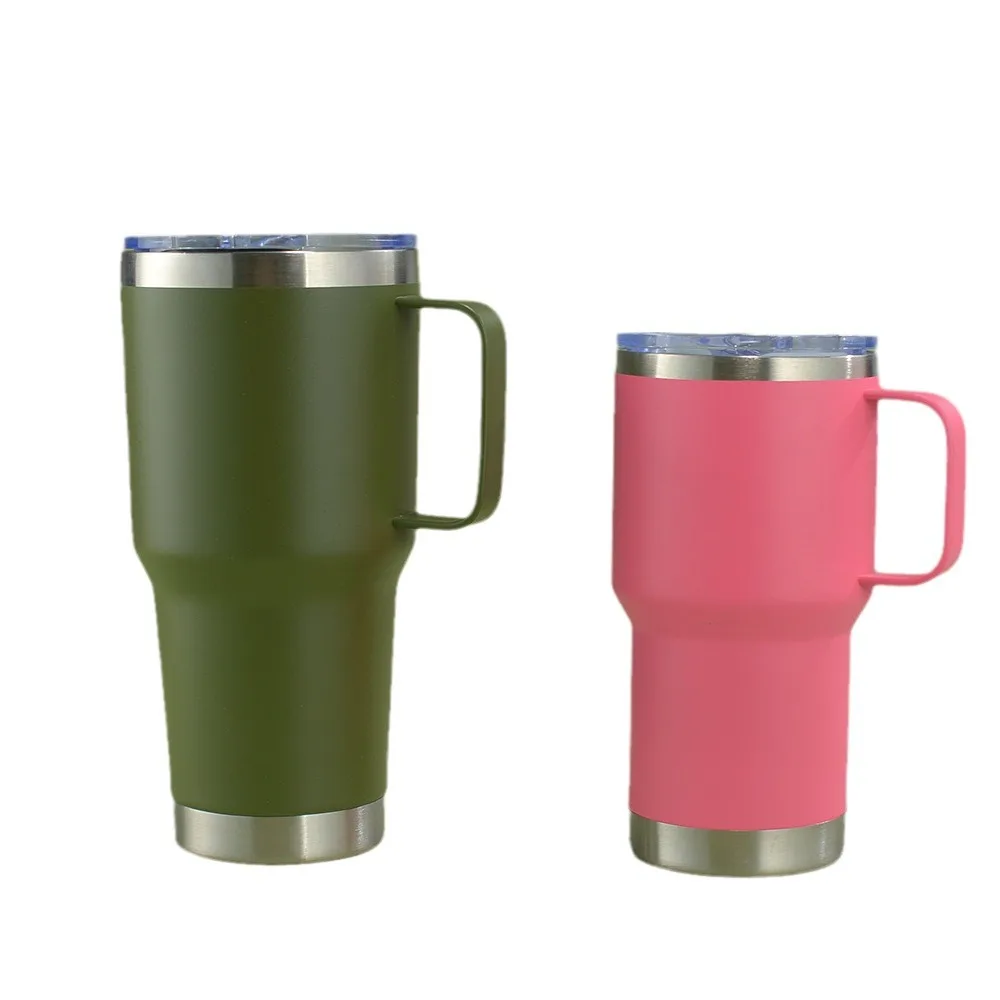 Travel-friendly steel handle coffee mug