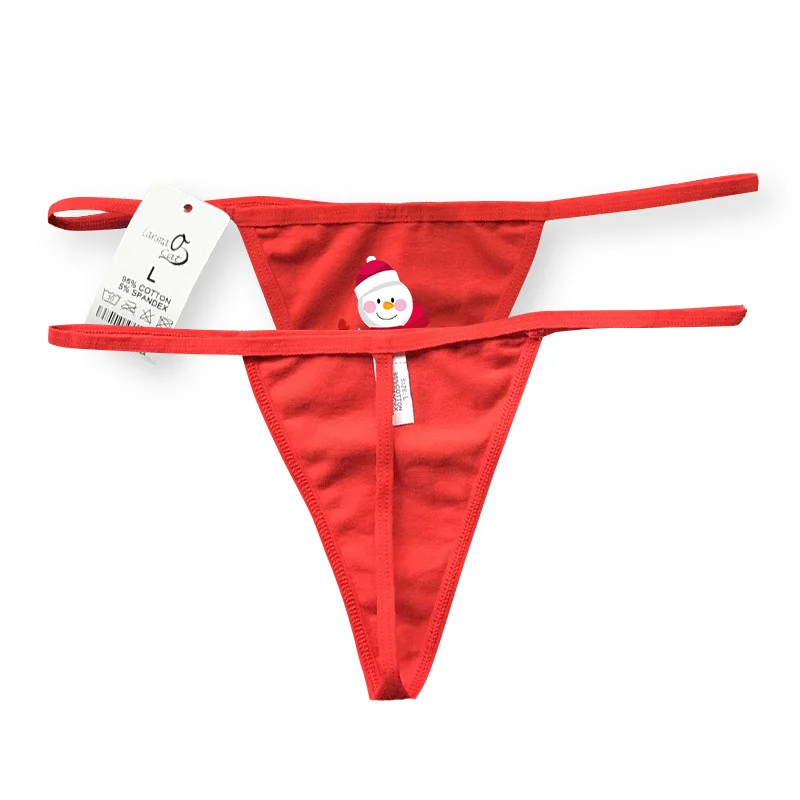 Red Cotton Thongs Underwear For Women Christmas Thongs Sexy Xmas G