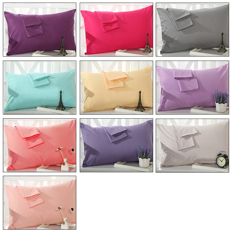 1pc 100% Cotton Pillowcase Soft Pure Egyptian Cotton 400 Thread Count Solid Color Pillow Cover Multi-color Travesseiro 48*74cm 5
