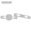 Luxury Pure 100% 925 Sterling Silver Ring Set For Woman Jewelry 5A Zircon  Snowflake Cube Engagement Wedding Band For Bridal 1