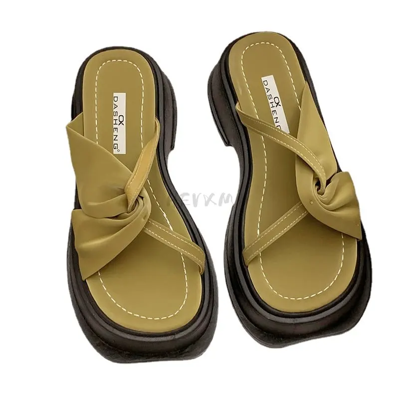 

2023 Summer Platform Slippers Women Designer New Open Toe Casual Slingbacks Sandals Flats Flip Flops Beach Shoes Mujer Slides